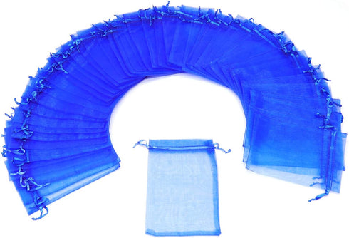 50Pcs Organza Bags 4x6 Inches, Royal Blue Sheer Drawstring Baby Shower Favor Bags Mesh Jewelry Pouches Wedding Candy Gift Bags...