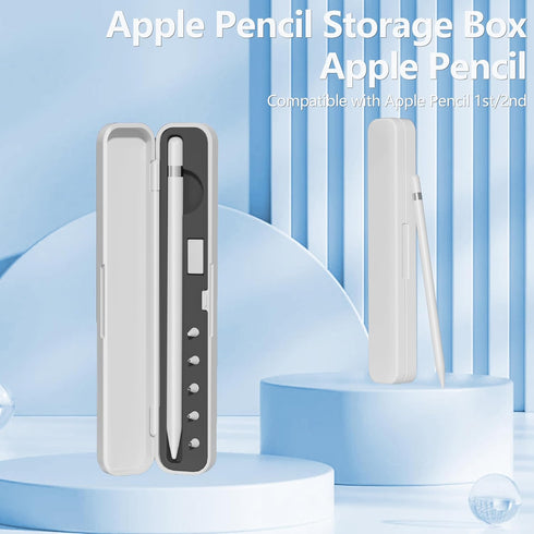 Storage Box with Lid and 5 Pack Pencil Tips for Apple Pencil 1st Generation and Apple Pencil 2nd Generation,Pen Protective Carrying Case for Apple...