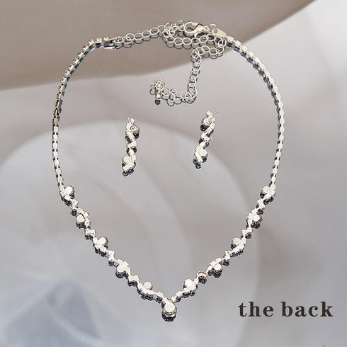 Tatibana Crystal Wedding Jewelry Set, Silver Necklace Earrings Bracelet Crystal Bridal Wedding Jewelry Sets for Brides Bridesmaid Prom Costume Acc...