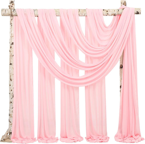 Wedding Arch Draping Fabric,1 Panel 28" x20ft Pink Wedding Arch Drapes for Ceremony Chiffon Fabric Drapes Arbor Drapery Wedding Arch Decorations f...