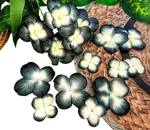 Handmade Hydrangeas Petals Flowers Mulberry Paper Flower Patch Scrapbooking Wedding DIY Craft Supplies Card Mini Artificial Paper Flowers (Black &...