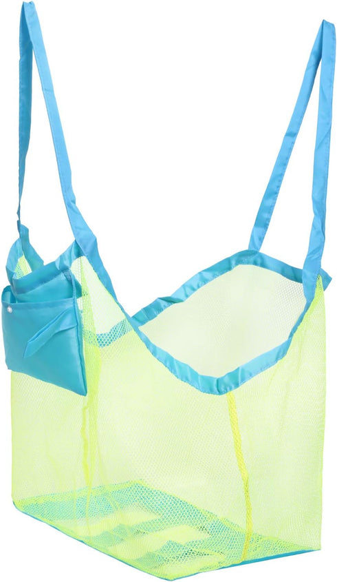 Mesh Beach Bag - Foldable Large Children's Storage Bag, Classic Mesh Toy Tote for Beach, Clothes, Towels, Shells...
