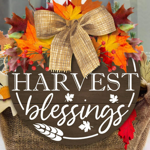 Large Fall Stencils for Painting on Wood 12”,Thanksgiving Stencil Round Hello Pumpkin Stencils Give Thanks Drawing Templates for Door Porch Hanger...