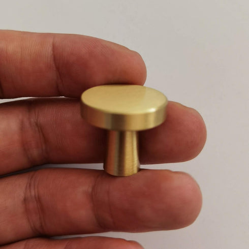 6X Dia.22mm(0.87") Solid Brass Drawer Knob Round Golden Kitchen Cabinet Pull Decorative Hardware Small Dresser Handle...