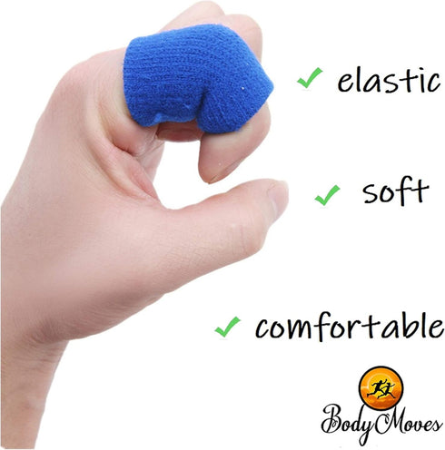 BodyMoves Finger Brace Splint Sleeve Thumb Support Protector Cushion Pressure Safe Elastic Breathable Stabilizers (Aqua Blue)...