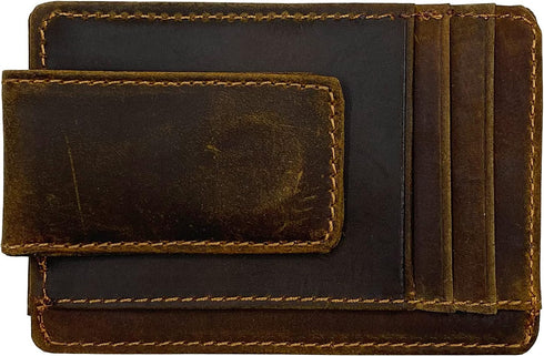 Money Clip RFID Front Pocket Wallet Men Leather Slim Minimalist Wallet...