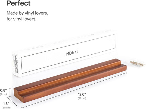 Vinyl Record Wall Mount - an Elegant Display Ledge Made from Solid Wood - This Vinyl Record Shelf Will Hold Records of Any Size (Brown)...