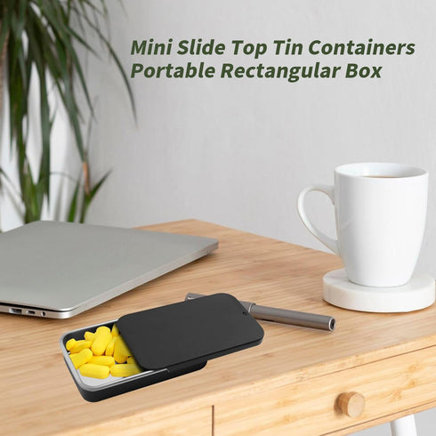 Coshar 20pcs Mini Slide Top Tin Containers Portable Rectangular Box for Crafts Storage, DIY Lip Balms and Solid Perfumes(Black)...