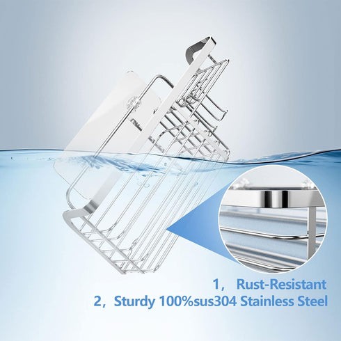 Adhesive Shower Caddy 2 Pack Shower Organizer Shelf, No Drilling Stainless Steel Bathroom Storage Rack for Inside Shower Shampoo Conditioner Holde...