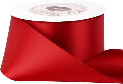 VATIN Double Face Hot Red Satin Ribbon 2" Continuous 25 Yards,Red Polyester Fabric Ribbon use for Bows Bouquet, Gift Wrapping, Floral Arrangement ...
