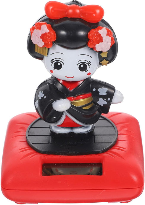Kimono Solar Dancers Kimono Girl Sculpture Dashboard Dancing Solar Powered Car Japanese Kimono Doll Geisha Figurine Ornament Car Interior Decor Pu...