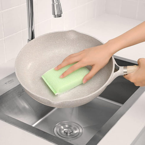 Kitchen Dishwashing Sponge Multi-Purpose Mesh Net Scouring Pad, Odor-Free Sponge Wipes Suitable for Travel Apartments Household Cleaning (3)...