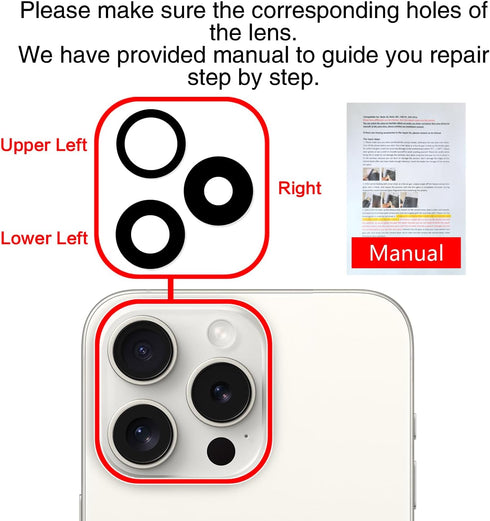 ASDAWN Back Rear Camera Lens Glass Replacement for iPhone 15 Pro 6.1 Inches with Pre-Installed Adhesive, ASDAWN Back Camera Lens Glass kit with In...