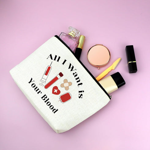 Phlebotomist Gifts for Women Makeup Bag Nurses Day Gift Ideas Cosmetic Bag Funny Phlebotomist Gifts Travel Bag Certified Phlebotomy Technician Gif...