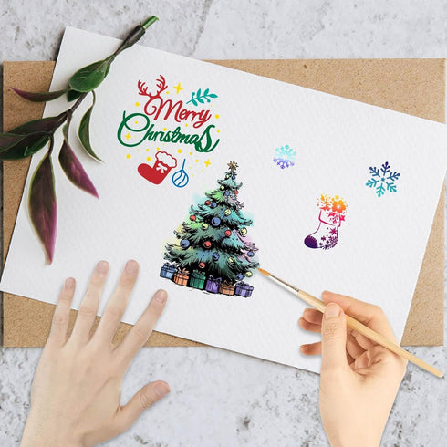 CRASPIRE Merry Christmas Tree Clear Rubber Stamps Xmas Snowflake Star Gift Reusable Vintage Transparent Silicone Seal Stamps for Winter Holiday DI...