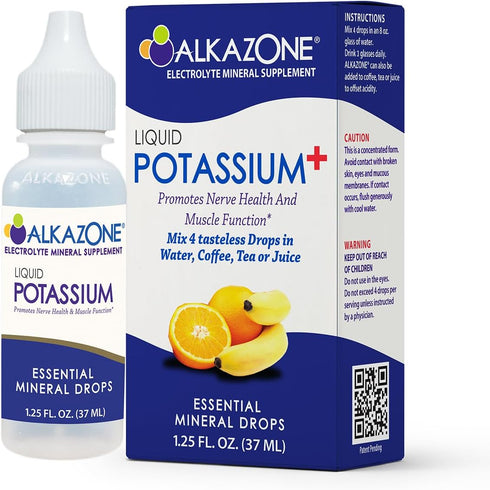 ALKAZONE Liquid Potassium+ | Liquid Supplements Have Faster Absorption Rate | Concentrated | Easiest Way to take Potassium | Tasteless Flavorless ...