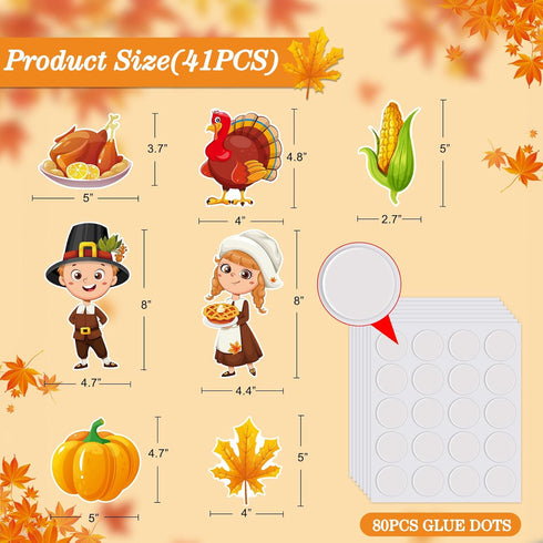 FLYAB 41PCS Thanksgiving Cutouts Classroom Decorations Fall Bulletin Board Decorations for Classroom Pumpkin Leaves Turkey Cutouts Fall Autumn Har...