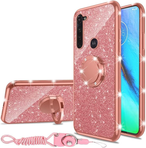 for Moto G Stylus Case (2020) Cute Girls Women Glitter Luxury TPU Slim Silicone Phone Case with Ring Stand Kickstand Case for Motorola G Stylus 20...