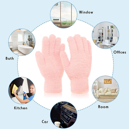 4 Pairs Microfiber Auto Dusting Cleaning Gloves Washable Cleaning Mittens for Kitchen House Cleaning Cars Trucks Mirrors Lamps Blinds Dusting Clea...