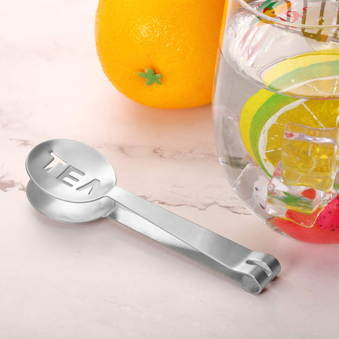 Tea Bag Squeezer Tongs Stainless Steel Spoon for Bags Silver Strainer Clip Tea Squeezer for Loosing Leaf, Gripping Ice Cube, Sugar(4 Pieces)...