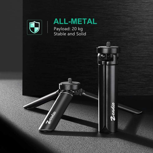 Zeadio Metal Mini Tripod, Max Load 20kg/44lb, Desktop Tabletop Stand Tripod, Fits for Smooth 4, Crane Plus, Crane 2, Osmo Mobile, Ronin-S, Vimble ...