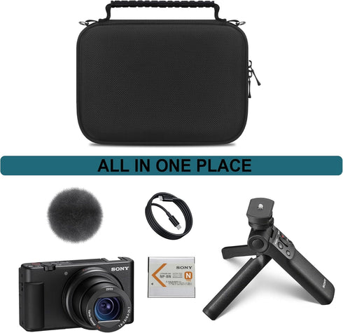 Hard Travel Case for Sony ZV-1F / ZV-1 / ZV-1 II Digital Camera, Protective Cases Bag Fits Vlogger Accessory Kit Tripod and Microphone, Extra Zipp...