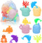 Baby Bath Toys, 13 Pcs Silicone Mold Free Bath Toys with a Storage Bag, Squeezable Dinosaurs Bathtub Toys, No Hole Sensory Ocean Animal Suction Cu...