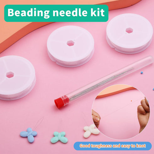 37Pcs Beading Needle Set for Jewelry Making, 30Pcs Big Eye Beading Needles with Threader, Beading Embroidery Needles with Needle Bottle and Bracel...