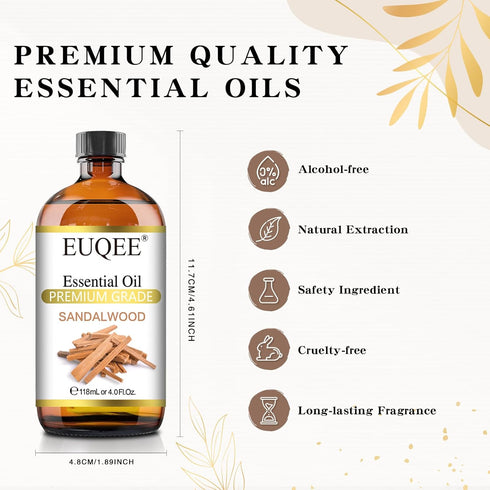 Sandalwood Essential Oil(4 oz/118 ml) Sandalwood Oil Oil with Glass Dropper, Great for Diffusers, Soap & Candle Making...