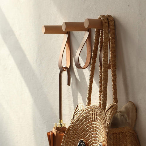 XAOMLP Wooden Coat Hooks Wall Mounted Vintage Single Organizer Hangers, Handmade Craft Hat Rack 3pcs...