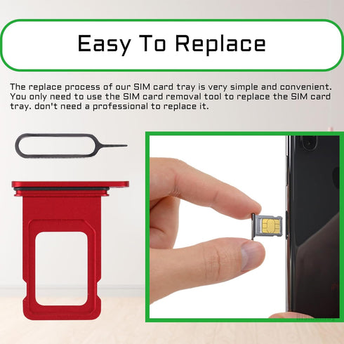 for iPhone 11 Red SIM Card Tray Holder Replacement Single SIM Version for iPhone11 Card Slot with Waterproof Rubber Ring Repair Fix Kit Card Remov...