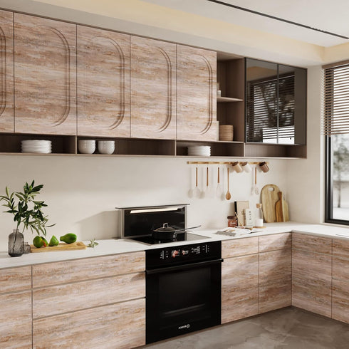 CRE8TIVE Brown Grey Wood Wallpaper Peel and Stick Textured Light Wood Contact Paper for Cabinets Countertops Waterproof Self Adhesive Removable Fa...