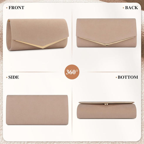 Velvet Clutch Bag for Women Black Formal Evening Bag Wedding Purse Red Suede Prom Cocktail Party Handbag with Chain...