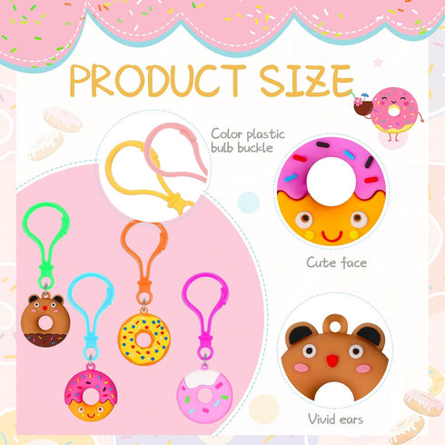 Yinkin 30 Pieces Donut Party Favors Sweet Donut Keychain Kids Key Chains for Backpacks Sweet Donut Theme Keychain Pendant for Kid Toy Ornament Sou...
