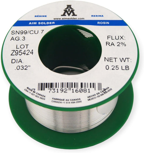 AIM Solder LeadFree Rosin Core Solder Wire Sn99 Ag0.3 Cu0.7 for Electrical Soldering 0.032inch, 0.25lb (0.8mm / 113g)...