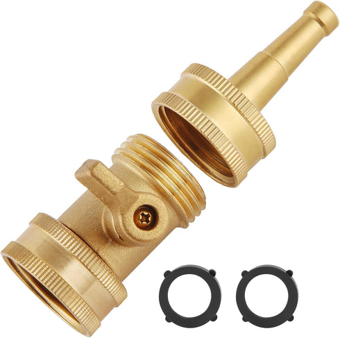 Jet Nozzle Power Washer for Garden Hose, Heavy Duty Brass Jetnozzle with Garden Hose Shut off Valve, Water Hose Nozzle High Pressure Powerful Wash...