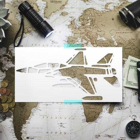 Airplane Jet, Air Force, Army, Navy, Stencil 8" x 10.5 Flexible Durable Plastic Arts and Crafts Material Scrapbooking for Airbrush Painting Drawin...
