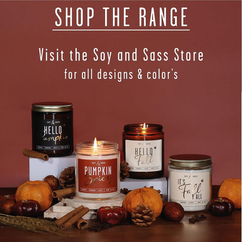Fall Candles - 'Hello Autumn' Fall Candle w/Apple, Cinnamon & Nutmeg I Infused with Essential Oils I Autumn Fall Scented Candles I Cozy Cute Fall ...