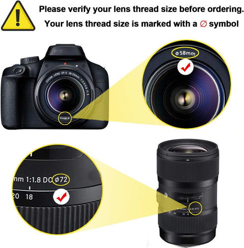 Camera Lens Hood, Collapsible Reversible Filter Thread Rubber Digital Lens Hood DSLR Lens Cap Shade...