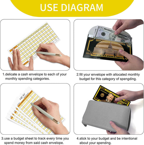 12 Pack Cash Envelopes for Budget Planner System – Money Envelopes for Budgeting and Saving with 12 Expense Tracking Budget Sheets...