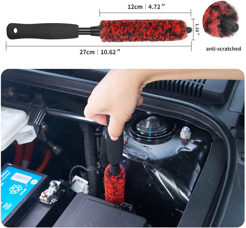 Car Wool Wheel Brushes for Cleaning Wheels Set (3 Pack), Metal-Free Tire Brushes Kit, Soft Wheel Brushes for Cleaning Tires and Rims...