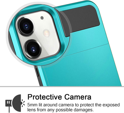 Vofolen Compatible with iPhone 12 Mini Case 5G Wallet Cover Credit Card Holder Slot Sliding Door Hidden Back Pocket Anti-Scratch Dual Layer Protec...