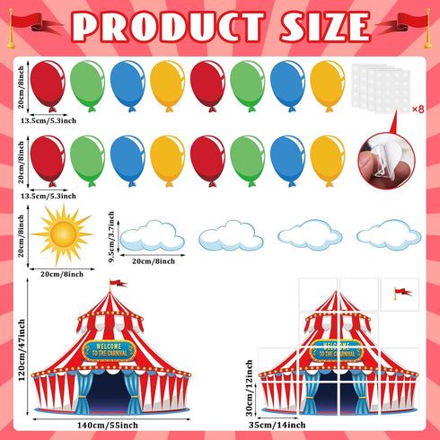gisgfim Circus Decorations Carnival Party Bulletin Board Cutouts for Classroom Large Carnival Tent Bulletin Board Cut Outs Circus Theme Party Deco...