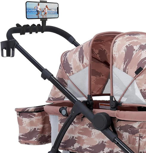 Stroller Phone Holder Portable Cell Phone Seat Stroller Phone Mount with Non-Slip Flexible Arm Flexible Phone Holder Stroller Accessories for Trea...