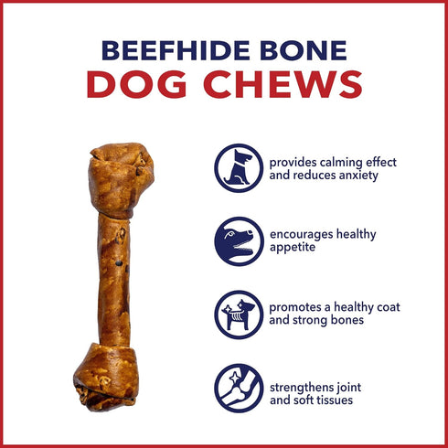 Pet Factory American Beefhide 12" Knotted Bone Dog Chew Treat - Peanut Butter Flavor, 1 Count/1 Pack...