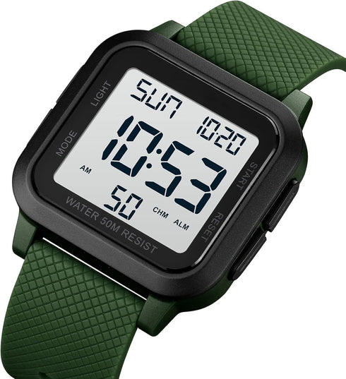 Mens Sport Digital Watches, Waterproof Outdoor Sport Watch with LED Backlight/Alarm/Countdown Timer/Dual Time/Stopwatch/12/24H Wrist Watches for M...