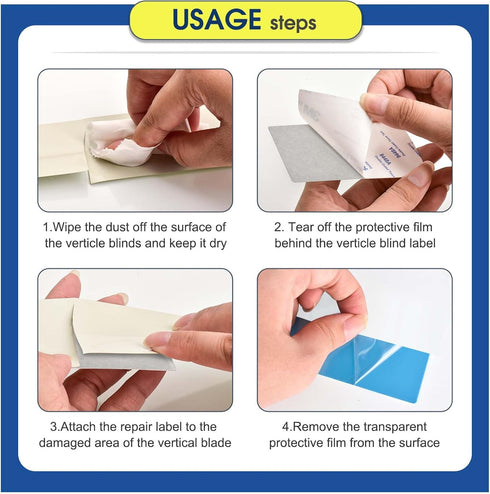 6 Pcs Aluminium Vertical Blind Repair Tabs 1 Inch Width Blue Horizontal Blinds Replacement Slats Self-Adhesive Blinds Replacement Fixers Vertical ...