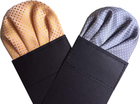 PreFolded Pocket Squares for Men On Card Polka dots Polyester Stain 8 Pieces...