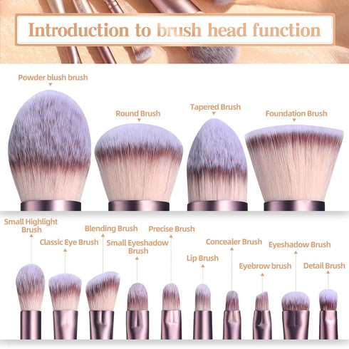 BS-MALL Makeup Brushes Stand Up Premium Synthetic Foundation Powder Concealers Eye Shadows (14rose)...