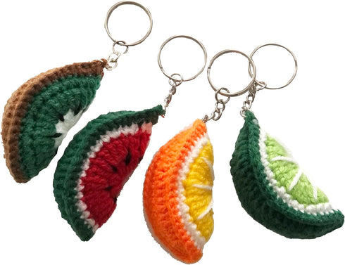 Crochet Plush Keychain - Strawberry, Cherry, Watermelon, Kiwi, Orange, Lime - Handmade Keychain Accessory Amigurumi...